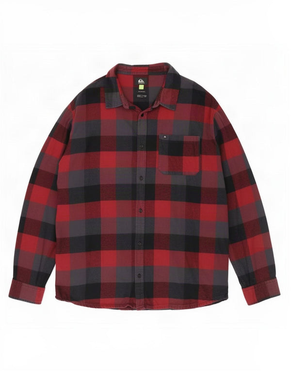 Camicia in flanella da uomo Regular Fit Quiksilver 2XL cotone a quadri rossi
