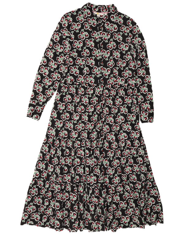Abito a strati regolare a maniche lunghe da donna Boden UK 14 Grande floreale nero