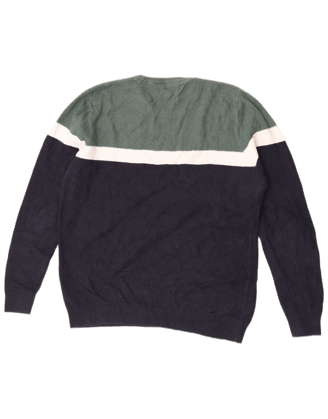 Maglione maglione girocollo da uomo Marks & Spencer color block medio blu navy