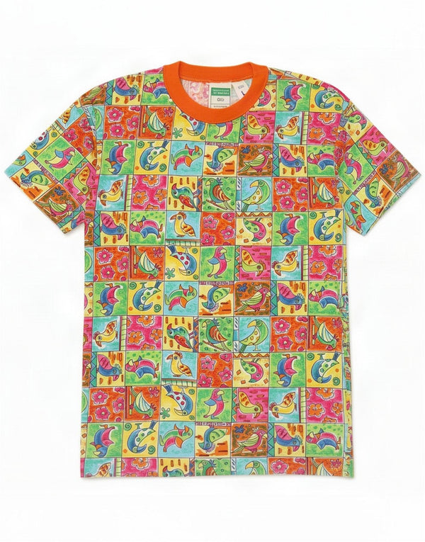 Benetton T-shirt grafica per ragazze 9-10 anni Patchwork grande multicolore