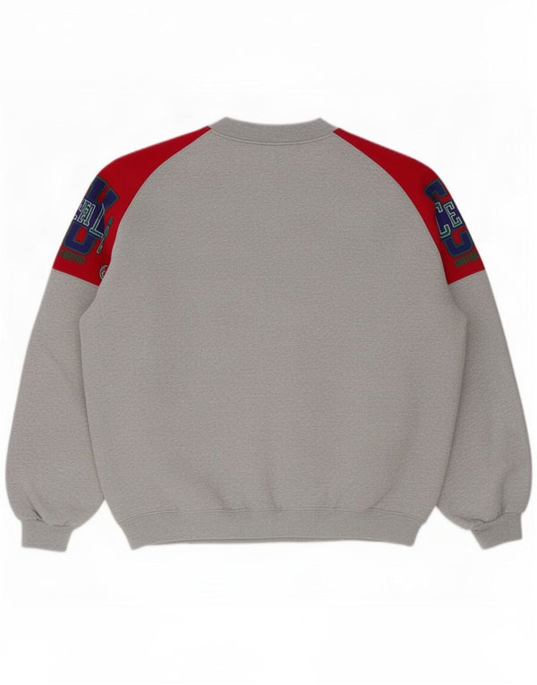 Felpa grafica da uomo Rifle, maglione grande, cotone color block grigio