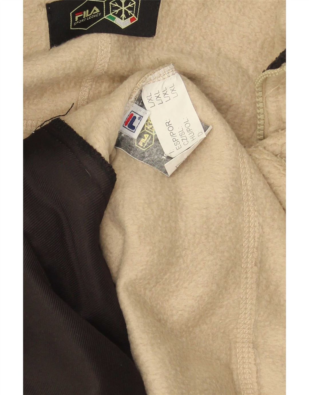 Giacca in pile da uomo Fila UK 40 Large Beige Colourblock Poliestere