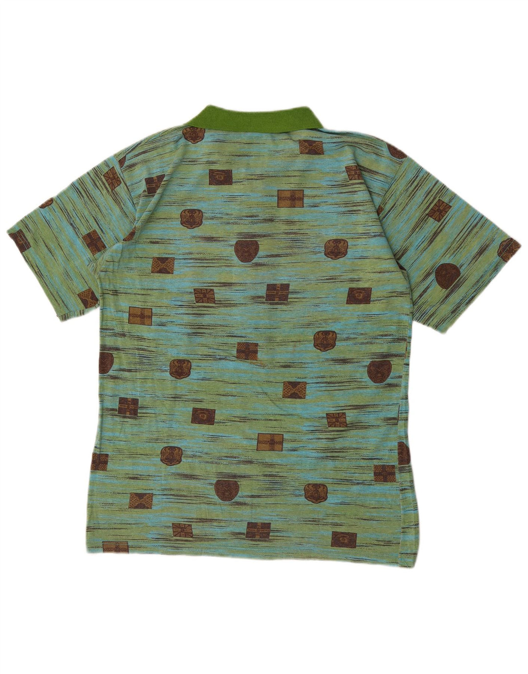 Polo vintage da uomo IT 48 in cotone geometrico verde medio