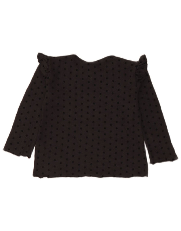 Top Zara a maniche lunghe per ragazze 4-5 anni in viscosa nera a pois