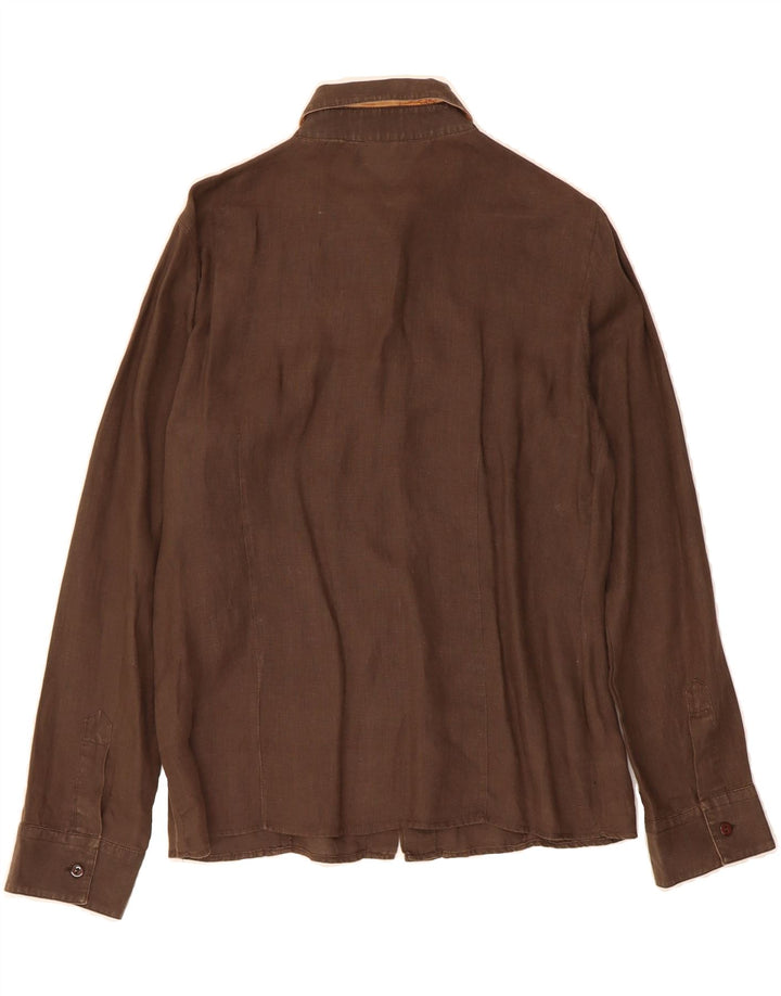 ALVIERO MARTINI Womens Shirt UK 14 Medium Brown Vintage ALVIERO MARTINI and Second-Hand ALVIERO MARTINI from Messina Hembry 