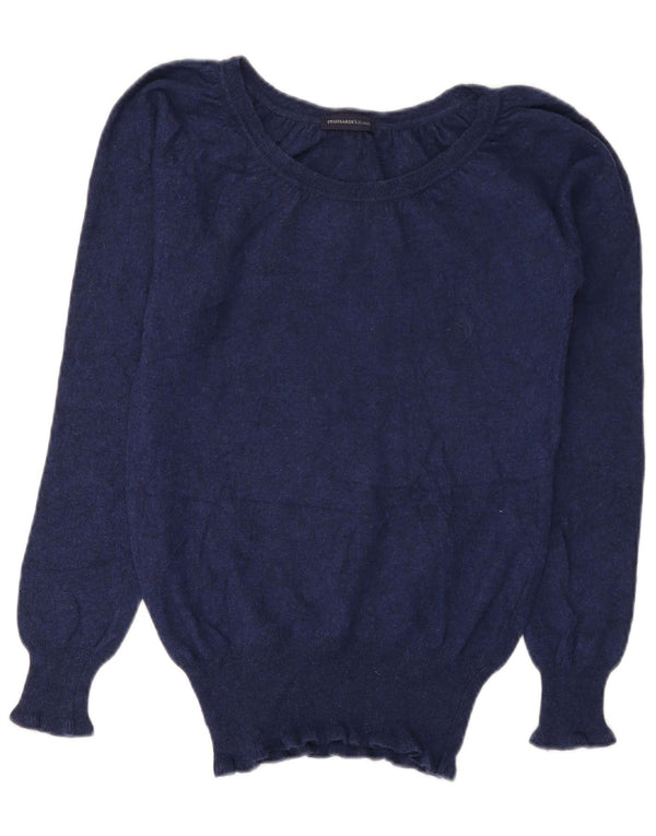 TRUSSARDI JEANS Womens Boat Neck Jumper Sweater UK 12 Medium Navy Blue