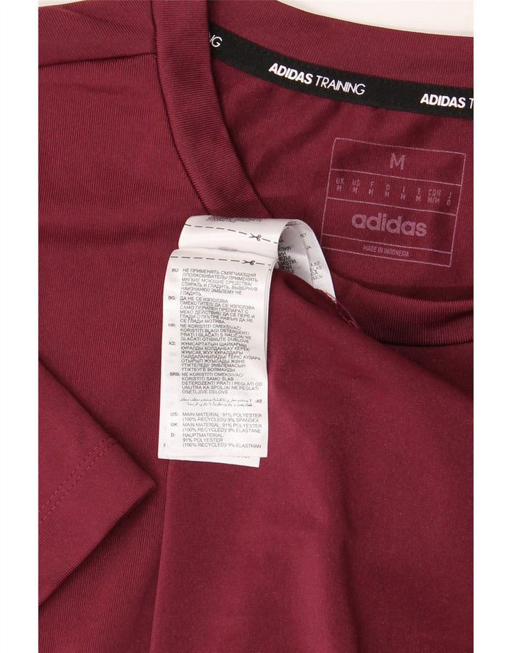 T-shirt da uomo Adidas Top in poliestere color block bordeaux medio