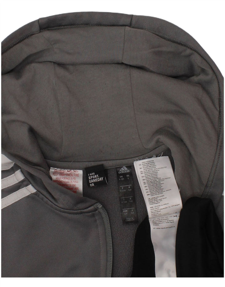 Felpa con cappuccio da ragazzo Adidas 9-10 anni in poliestere color block grigio