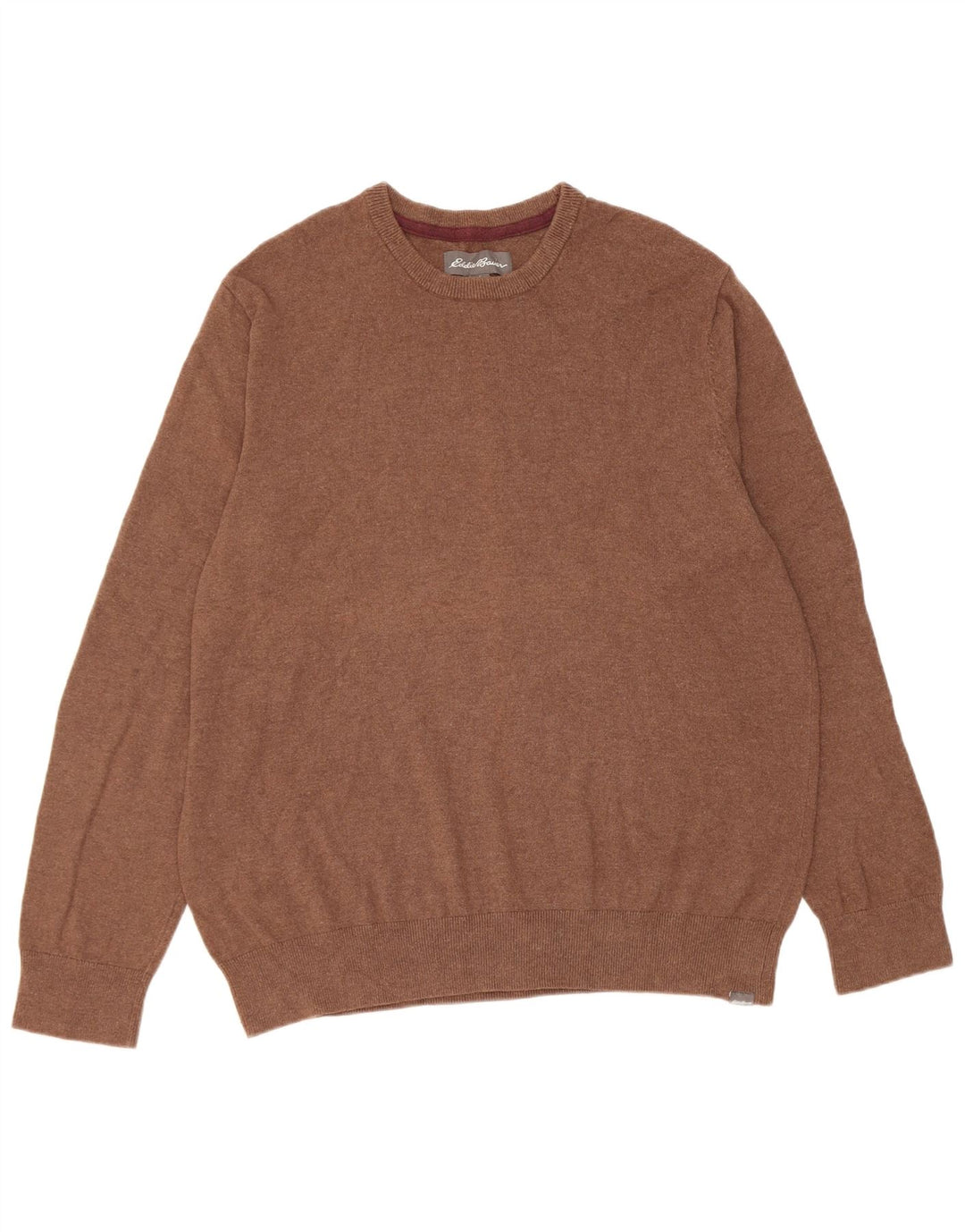 Maglione maglione girocollo da uomo Eddie Bauer grande cotone marrone