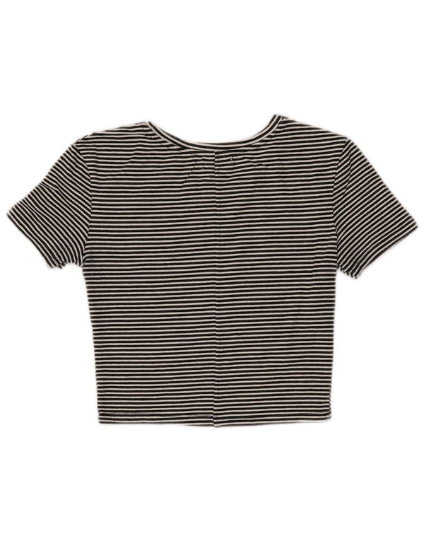 T-shirt corta da donna Zara UK 8 piccola a righe nere