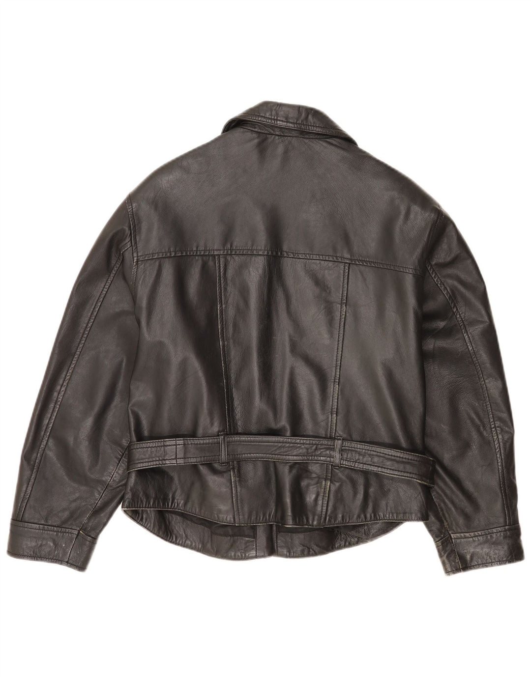 Giacca da motociclista in pelle da donna vintage UK 14 grande in pelle nera