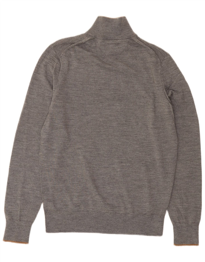 Tommy Hilfiger Maglione da uomo con zip e collo in lana merino grigio medio
