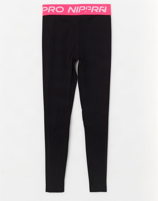 Leggings grafici Nike Dri Fit da donna UK 8 Small Nero Colourblock Poliestere