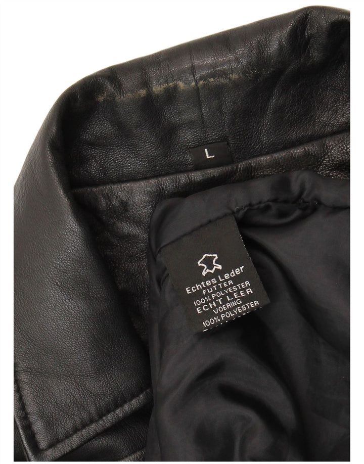 Giacca in pelle vintage da uomo UK 40 grande in pelle nera