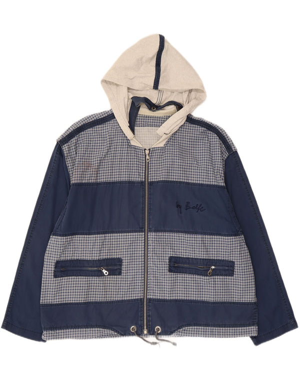 Giubbotto bomber con cappuccio da uomo Belfe & Belfe IT 46 Small Navy Blue Check