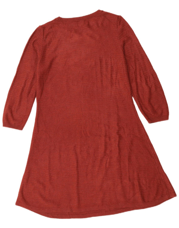 FAT FACE Womens 3/4 Sleeve Jumper Dress UK 12 Medium  Maroon Acrylic