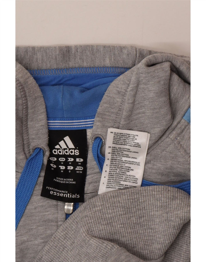 Maglione con cappuccio e zip Adidas da uomo in cotone grigio medio