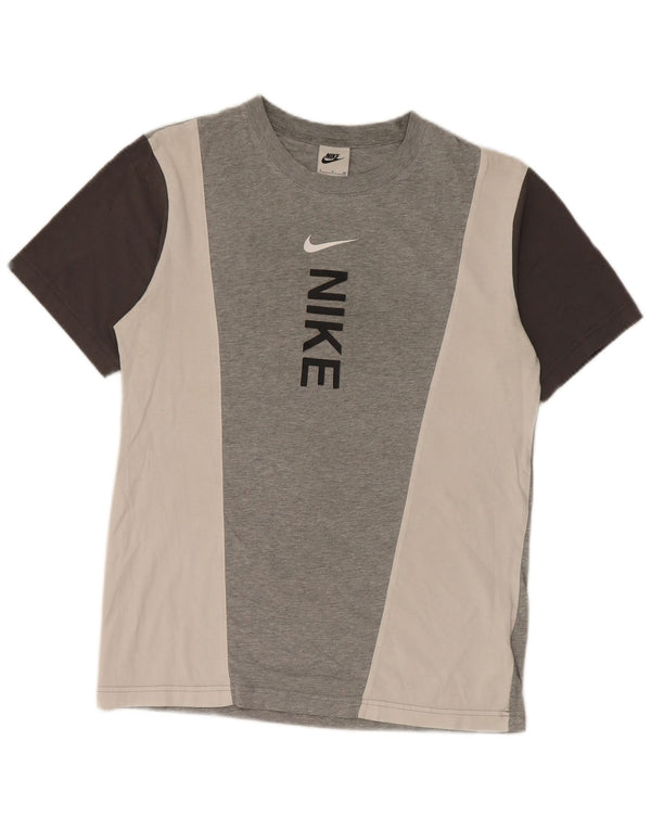 T-shirt grafica da uomo Nike Top Small in cotone color block grigio