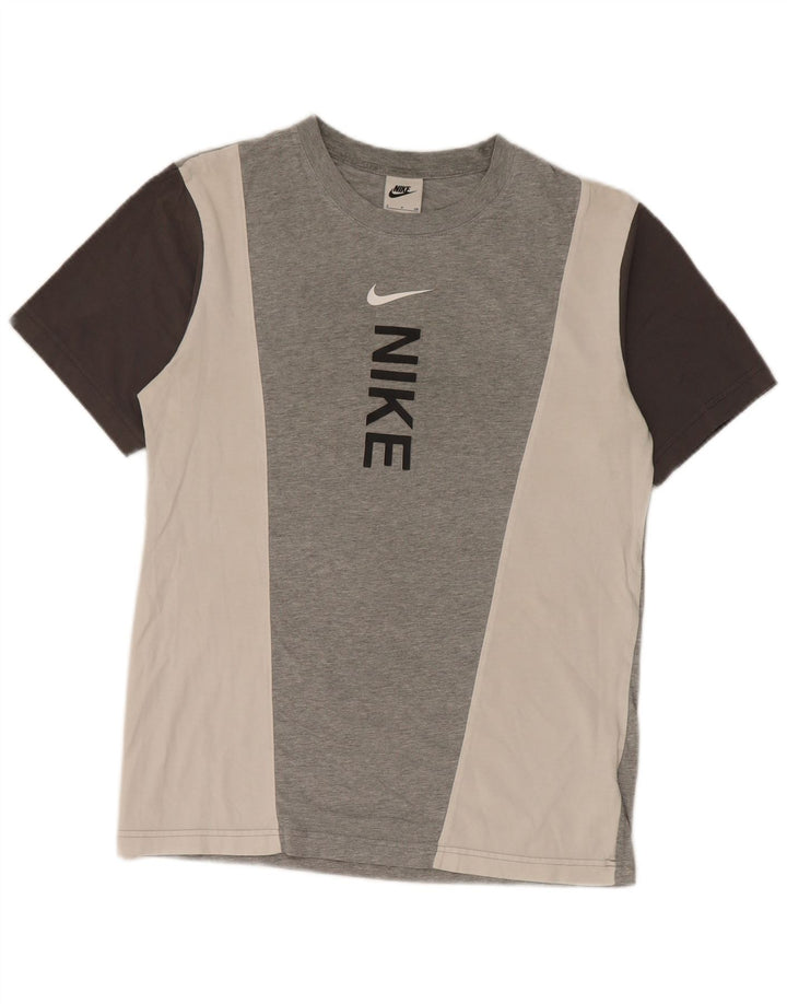 T-shirt grafica da uomo Nike Top Small in cotone color block grigio