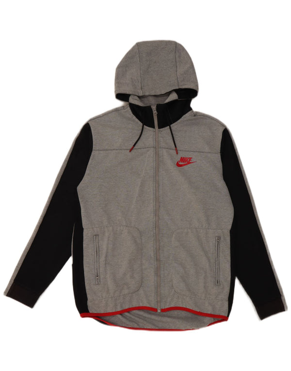 Giacca da ginnastica da uomo con cappuccio Nike Large in cotone color block grigio