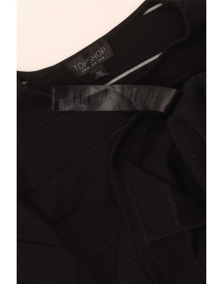 Abito a trapezio a maniche lunghe da donna Topshop UK 12 Poliestere a righe nere medie