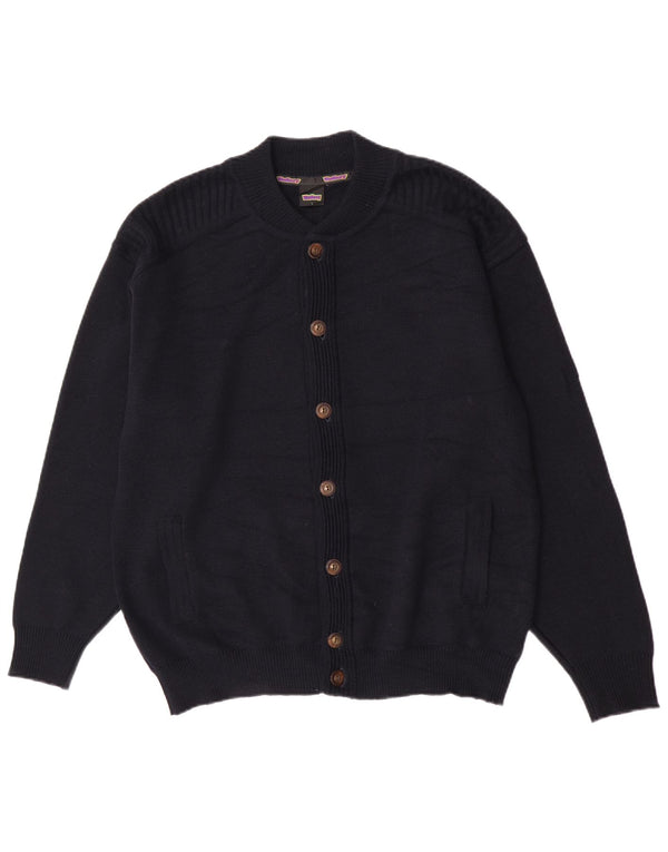 WESTBURY Mens Cardigan Sweater Large Navy Blue Wool