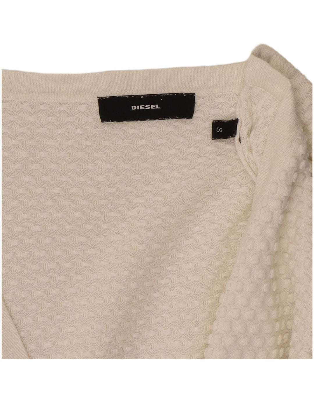 Diesel Maglione cardigan oversize con maniche a 3/4 da donna UK 10 piccolo bianco