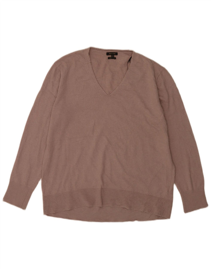 Massimo Dutti Maglione da uomo con scollo a V in lana marrone medio