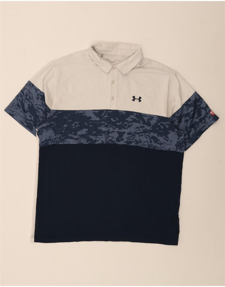 Polo da uomo UNDER ARMOUR XL in poliestere color block bianco