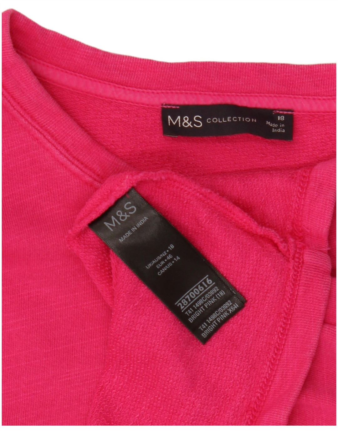 Top da donna Marks & Spencer manica 3/4 UK 18 XL cotone rosa