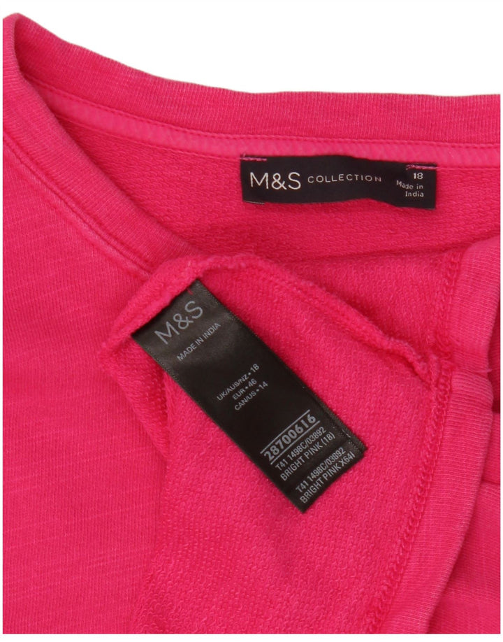 Top da donna Marks & Spencer manica 3/4 UK 18 XL cotone rosa