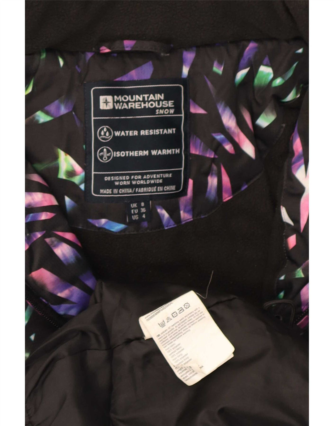 Giacca da sci con cappuccio da donna Mountain Warehouse UK 8 Small Black Geometric