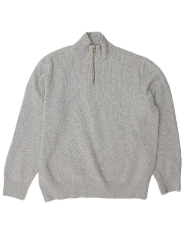 Maglione da uomo Marks & Spencer con zip e collo XL in poliestere grigio