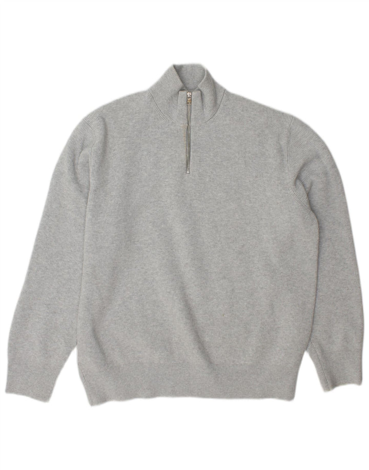 Maglione da uomo Marks & Spencer con zip e collo XL in poliestere grigio