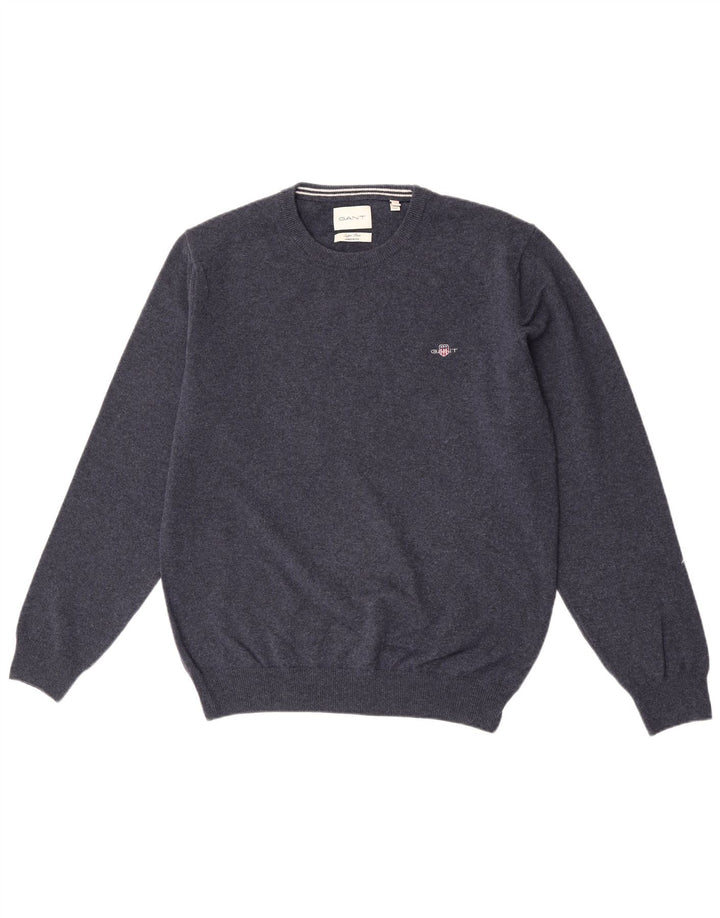 Gant Maglione da uomo girocollo maglione grande lana d'agnello blu navy