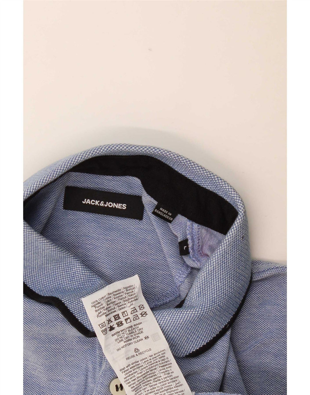 Polo da uomo Jack & Jones grande in cotone screziato blu