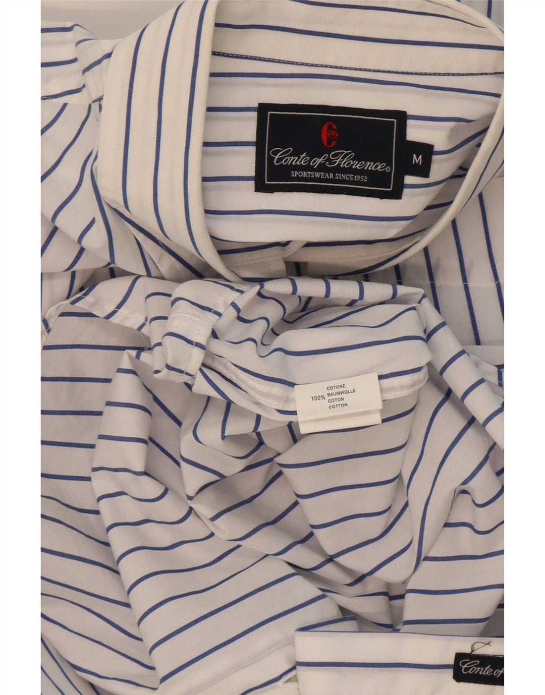 Camicia Uomo Conte of Florence Cotone Gessato Medio Bianco