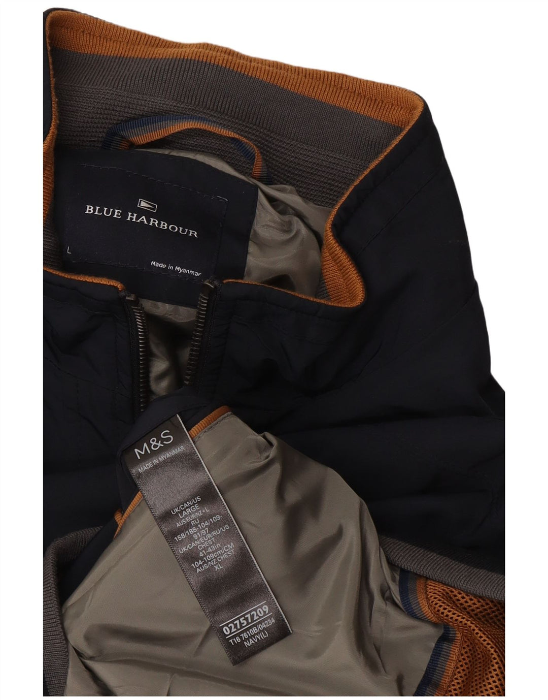 Giubbotto bomber da uomo Marks & Spencer Blue Harbour UK 40 Large Blu Navy