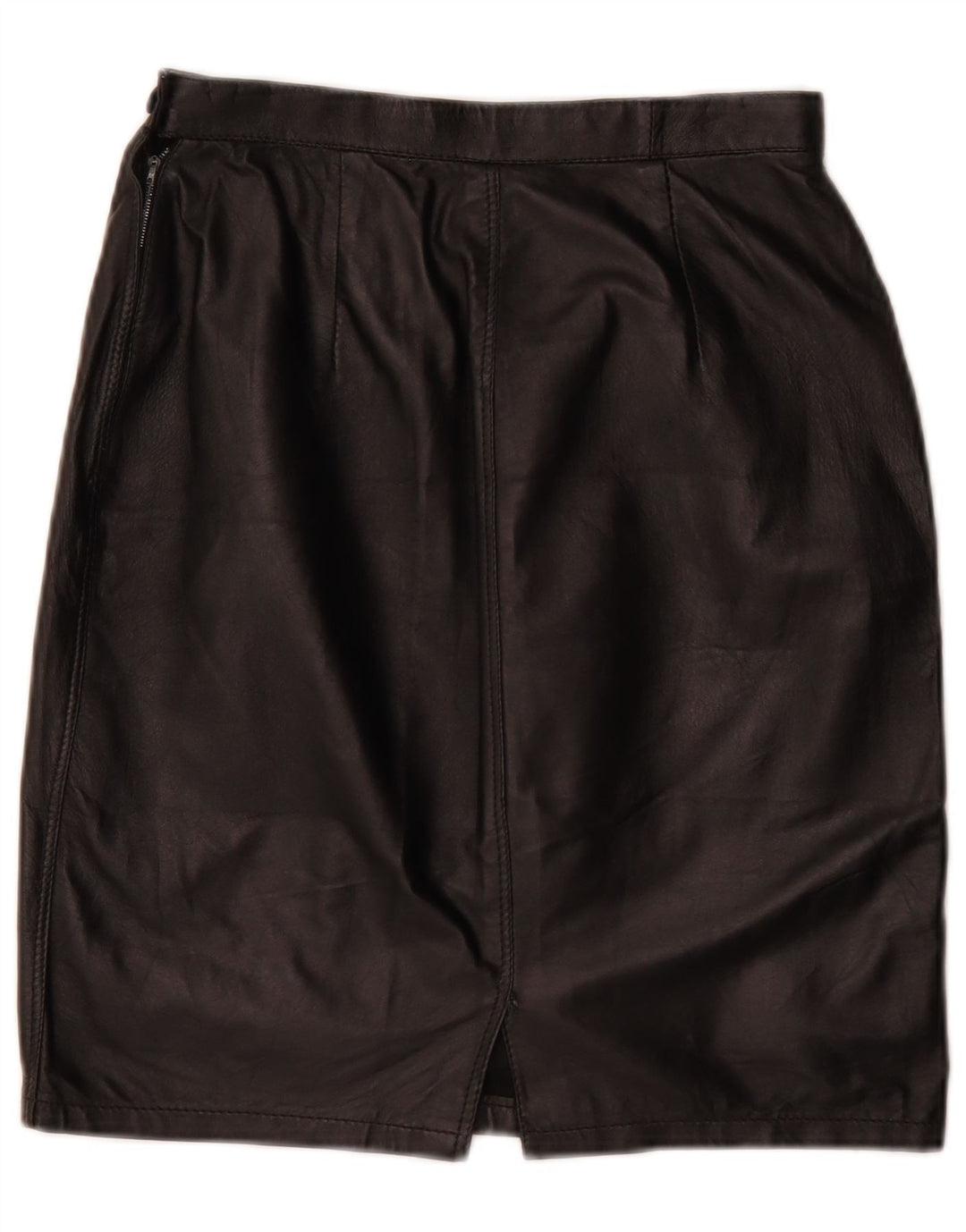 Gonna tubino in pelle vintage da donna W26 piccola nera