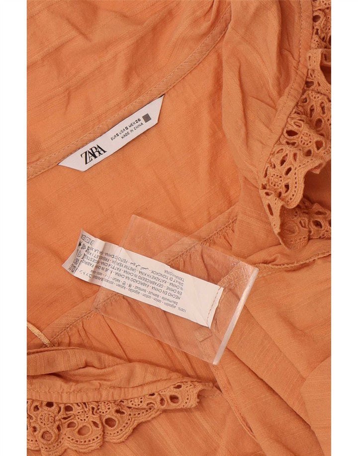 Camicetta oversize da donna Zara UK 10 piccola in cotone arancione
