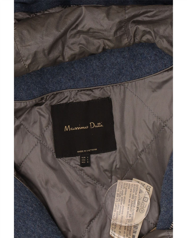 Soprabito oversize con cappuccio da donna Massimo Dutti UK 16 Large Blue Wool