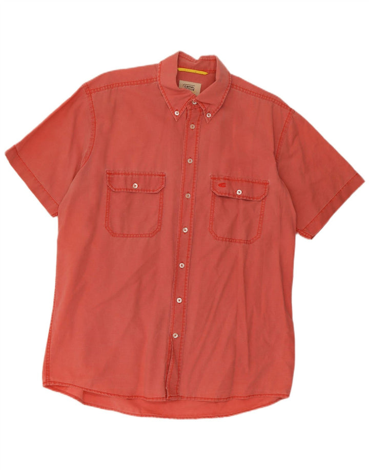 Camicia a maniche corte da uomo Camel Active grande in cotone rosa