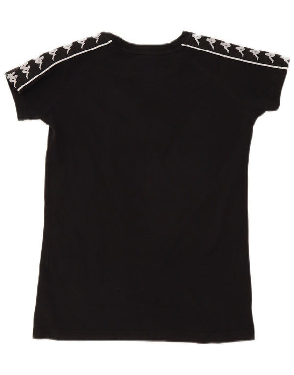 T-shirt grafica da donna Kappa Top UK 10 piccola in cotone nero