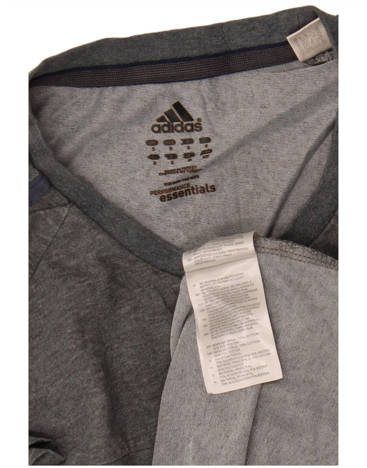 T-shirt Adidas Climalite da uomo piccola in cotone chiazzato grigio