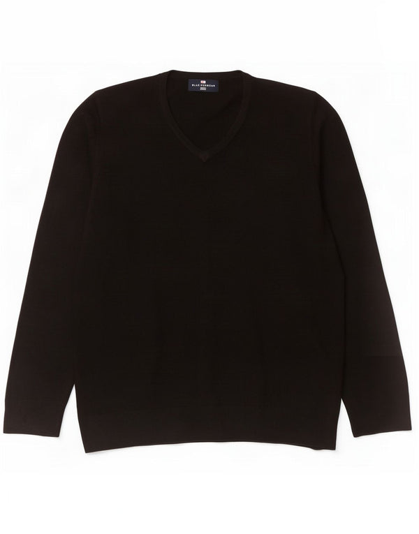Maglione maglione con scollo a V Marks & Spencer da uomo blu medio nero