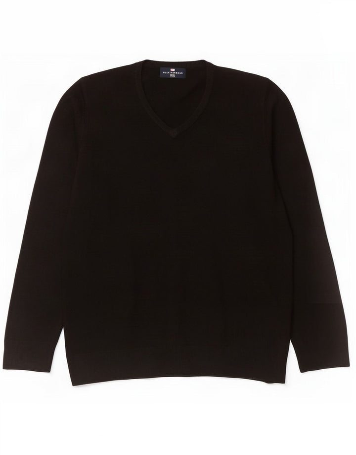 Maglione maglione con scollo a V Marks & Spencer da uomo blu medio nero