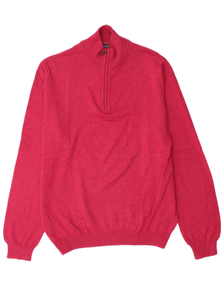 Massimo Dutti Maglione da uomo con zip e collo in cotone rosa medio