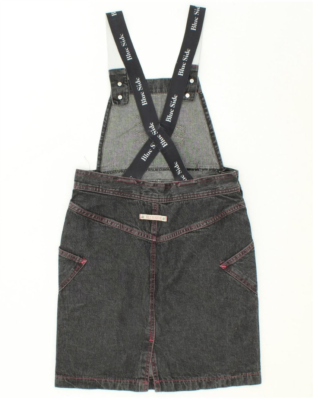 BLUE SIDE Womens Graphic Dungarees Denim Skirt IT 42 Medium W26  Grey Vintage Blue Side and Second-Hand Blue Side from Messina Hembry 