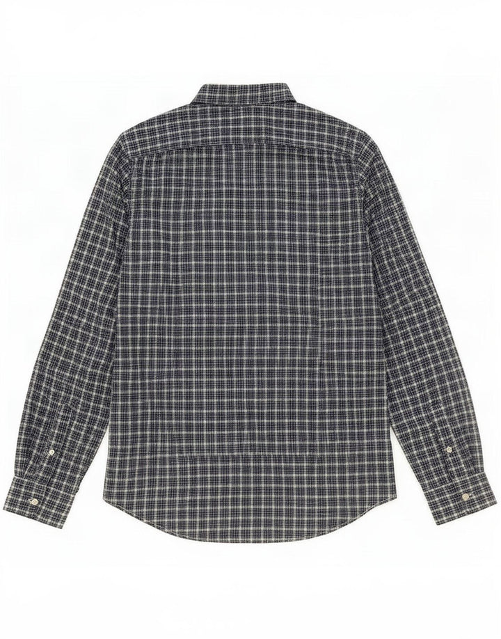 Camicia Benetton Uomo Piccolo Quadro Blu In Cotone