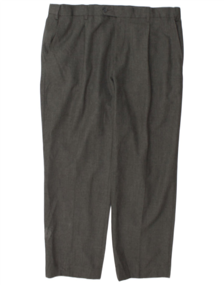 Pantaloni da abito vestibilità regolare Marks & Spencer da uomo W38 L29 poliestere grigio